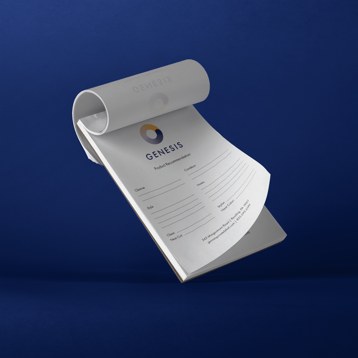 Product Recommendation Pad - Genesis Private Label - Custom Branded Professional Haircare Products - Natural Ingredients - rx - pad - vp