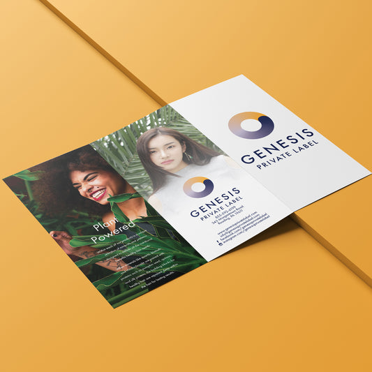Tri - Fold Brochures - Genesis Private Label - Custom Branded Professional Haircare Products - Natural Ingredients - tf - brochure - vp