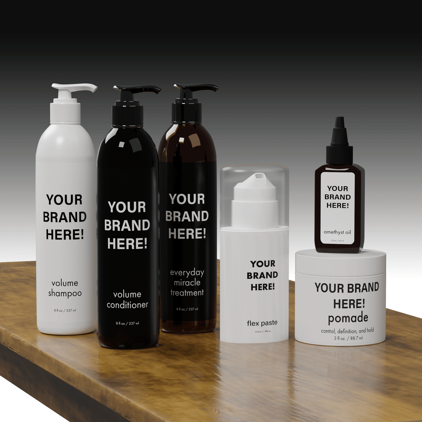 Private Label Haircare - Barber Shop Sample Flight - Genesis Private Label - Custom Branded Professional Haircare Products - Natural Ingredients - GEN20FLIGHTBB